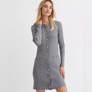 LOFT Ribbed Button Pocket Sweater Dress
